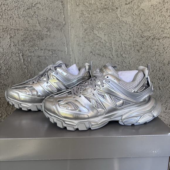 NIB $1490 Balenciaga Track Runners Metallic Silver Sz 41 US 8 main image 5